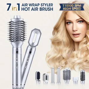 Multi Styler Air Wrap 5 IN 1 Hot Air Brush Heated 1200W Low Noise Detachable Rotating Electric Hair Blow Dryer Brush
