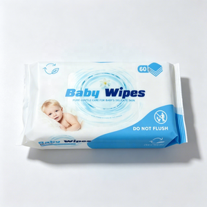 Lingettes humides pour bébé OEM ODM, 60 pièces, biodégradables, écologiques, 99% d'eau, ultra-douces, logo personnalisé et vente en gros sous marque privée - Product Image 2