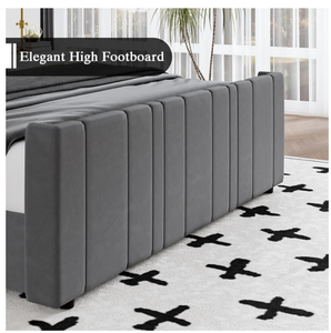 Tùy Chỉnh Hiện Đại Ý Tối Giản Màu Xám Nữ Hoàng Vua Kích Thước Bọc Nền Tảng Giường Mềm Khung Tối Giản Với Chần Giường - Product Image 6