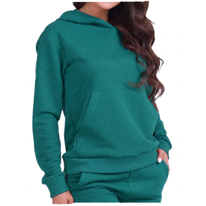 Sudadera con Capucha Larga de Invierno para Mujer, Color Rojo Sólido, Transpirable, Informal, de Forro Polar, con Bolsillo Tipo Canguro, Talla Grande - Product Image 4