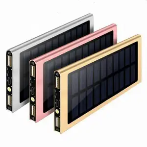 Solar Power Bank Slim Aluminium Alloy For Mobile Phone charger 20000mAh big battery power bank portable backup