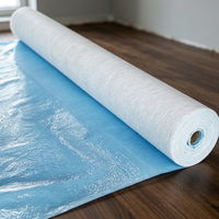 Rouleau de protection de sol en feutre de peintre en polyester recyclé, antidérapant, résistant à l'usure, respirant, avec film PE bleu imperméable