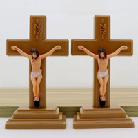 Statue de Crucifix en PVC Lumineux pour Table, Croix de Jésus qui Brille dans le Noir, Décoration d'Autel Religieux de Bureau, Figurine en Gros