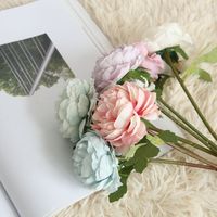 Bouquet de fleurs artificielles en pivoines de 29 cm de long, petites roses artificielles, camélias, fausses fleurs pour décorations, pivoine