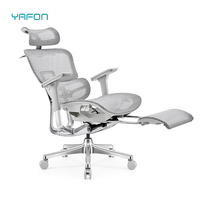 Chaise de bureau ergonomique de direction en aluminium 5D édition de luxe, grise, avec repose-pieds confortable