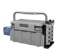 Boîte de pêche à double couche de grande capacité 19,5 L, boîte de rangement portable en PP avec emplacements pour porte-cannes