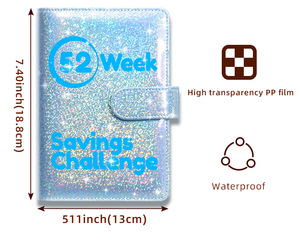 Carpeta de cuero A6 Libro de desafío de ahorro de dinero impreso durante 52 semanas Sobres en efectivo Ahorro Desafíos Regalo para financiero - Product Image 6