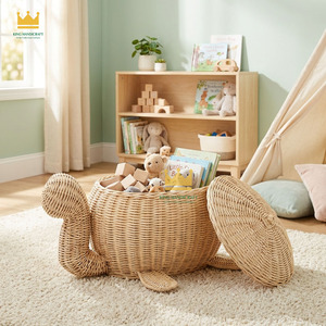 Panier de rangement en rotin en forme d'animal mignon et moderne, taille personnalisable, pour le rangement des jouets des enfants, écologique et multifonctionnel - Product Image 1