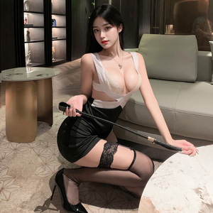 Robe de <span class=keywords><strong>secrétaire</strong></span> séduisante et alléchante, épaisseur moyenne, décolleté en V profond, révélant la poitrine, lingerie sexy avec dentelle, dos nu sensuel - Product Image 2