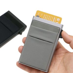 Smart RFID <b>Metal</b> <b>Wallet</b> with Pouch Cover Case Thin Slim Black Credit Cardholder for Various Bank Cards - Product Image 1