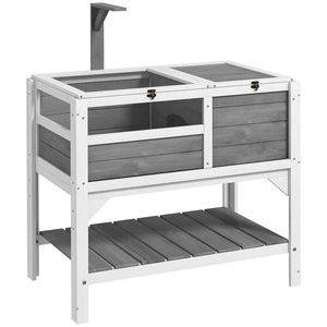 Jaula para Mascotas de Madera Maciza, Rectangular, Gris y Amarilla, para Interiores y Exteriores, Hábitat para Hámsteres y Reptiles, Impermeable, Jaula de Escalada - Product Image 1