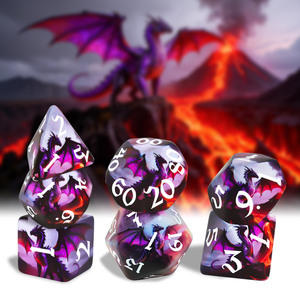 Juego de Dados Poliédricos de Acrílico Personalizados con Diseño de Dragones para DND RPG MTG, Juegos de Rol de Mesa Dungeons and Dragons, Venta al Por Mayor - Product Image 2
