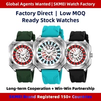 Montre à Quartz Analogique Rotative à 360° SKMEI 9379 pour Homme, Boîtier en Alliage de Zinc, Bracelet en Silicone, Étanche 3 ATM – Vente en Gros, Nouveauté Tendance