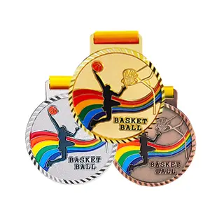 Medal production Children's Games Metal Hanging Basketball Medal Competition Honor Commemorative Gold Silver and Bronze Medal