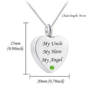 Collar <span class=keywords><strong>de</strong></span> urna <span class=keywords><strong>de</strong></span> cremación con corazón <span class=keywords><strong>de</strong></span> piedra <span class=keywords><strong>de</strong></span> nacimiento <span class=keywords><strong>de</strong></span> <span class=keywords><strong>mi</strong></span> <span class=keywords><strong>tía</strong></span>, <span class=keywords><strong>mi</strong></span> héroe, recuerdo <span class=keywords><strong>de</strong></span> acero inoxidable, joyería conmemorativa para cenizas - Product Image 2