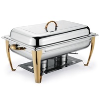 Réchaud de buffet rectangulaire triple en acier inoxydable, modèle FLY, pour hôtels et restaurants