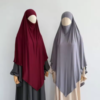 Khimar Hijab Extensible en Jersey de Bambou à Une Couche, Châle de Prière Long à Nouer pour Femmes Musulmanes, pour l'Aïd et le Ramadan