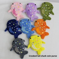 Approvisionnement direct usine : Porte-monnaie et étui à clés en peluche requin à queue torsadée simple, petits sacs pour rouge à lèvres et écouteurs, porte-clés portefeuilles en peluche de dessin animé