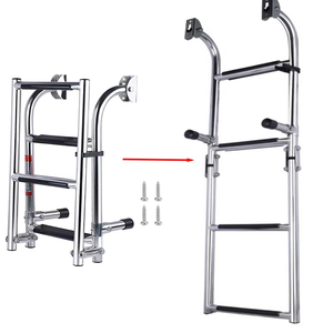 4단 미끄럼 방지 접이식 도크 사다리 316 스테인리스 스틸 요트 보트 액세서리 해양 용품 (2+2단 포함) - Product Image 4