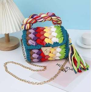 2026 Rope Crochet <strong>Bag</strong> Handmade Metal <strong>Chain</strong> Women Clutch Designer Knitting Crossbody <strong>Bags</strong> for Women Woven Chunky Knit <strong>Purse</strong> - Product Image 3