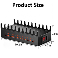 200W 24 Portlu USB Şarj İstasyonu 12 USBC 12 USBA Çoklu Portlu USB Şarj Cihazı, Akıllı Telefon ve Tabletler için Masaüstü Ticari Şarj Ünitesi