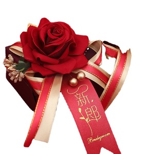 Corsages de boda Xijiale, conjunto para novia y novio, boutonnieres de rosas rojas para la ceremonia de boda - Product Image 5