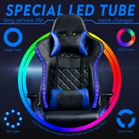 Silla Gamer VANBOW, Totalmente Negra, de Cuero PU, para Computadora y Juegos de PC, con Luces LED RGB, Masaje y Diseño Racing