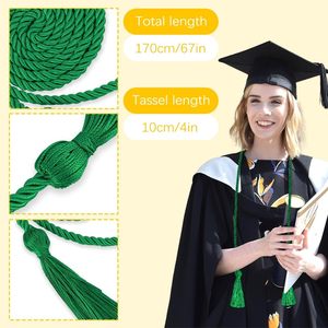 Cordones trenzados verdes Kente recubiertos para graduación, de 67 pulgadas de largo, con borla de doble cordón de poliéster para toga de graduación, bolsos y zapatos. - Product Image 3