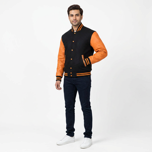 Custom Color <b>Long</b> Sleeve Stand Collar Varsity <b>Jacket</b> Winter Streetwear Chenille Embroidery Letterman Design Front Breathable - Product Image 1