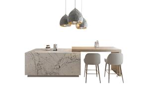Comptoir de cuisine moderne Couleur naturelle Armoire stratifiée prête à l'emploi Tuile de granit artificiel Dalle de roche en porcelaine Matériau naturel - Product Image 4