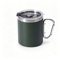 Mug de camping isotherme 500 ml en acier inoxydable 304 à double paroi avec poignée mousqueton, tasse de bureau pour la randonnée et les voyages