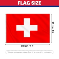Drapeau Suisse 3x5 pieds en gros, fabriqué en usine, bannière nationale suisse en polyester avec œillets, croix blanche, pour extérieur, défilés et festivals