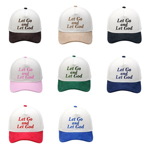 Gorra <span class=keywords><strong>de</strong></span> Béisbol <span class=keywords><strong>de</strong></span> 5 Paneles Bicolor para Adultos, Gorra <span class=keywords><strong>de</strong></span> Pana <span class=keywords><strong>de</strong></span> 5 Paneles con Bordado 'Let Go and Let God' para Hombres y Mujeres - Product Image 2