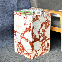 Table basse d'appoint mobile moderne en marbre Calacatta Rouge 100% naturel à socle bas, prix d'usine, pour appartement, villa, salon