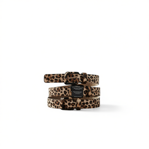 Cinturón de PU con estampado de leopardo Zz Cow de 2.5 cm con hebilla de marco cuadrado para mujer, cinturones casuales de moda. - Product Image 1