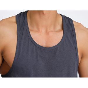 Customized Men's Sporty Gym Fitness Tank Top Spandex/Polyester <b>Blend</b> Quick Drying High Elastic Breathable O-Neck Vest - Product Image 3