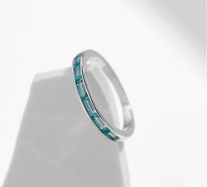 2026 Hot Trend Inlaid Cyan Gemstone <b>Stack</b> <b>Ring</b> S925 Sterling <b>Silver</b> Elegant Anniversary Casual Slim Band <b>Ring</b> For Ladies Gift - Product Image 3
