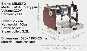 MILESTO EM-40 Moderna Cafetera Espresso Comercial Semiautomática con Doble Caldera de 9 Bares y Control de Temperatura PID para el Hogar - Product Image 6