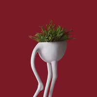 Pot Bunga Plastik Indoor Outdoor Desain Khusus Pusat Perbelanjaan Bentuk Burung Bangau Leher Panjang Pot Tanaman Kreatif untuk Taman