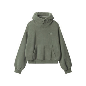 Pull-over unisexe oversize en coton épais de haute qualité (500 g/m²) avec logo brodé personnalisé, fermeture éclair et capuche amovible, coupe carrée, collection automne - Product Image 5