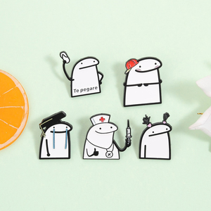 Broches en émail Flork Meme, infirmière avec seringue, pouce levé, broche de dessin animé, badge de revers, bijoux en gros - Product Image 2