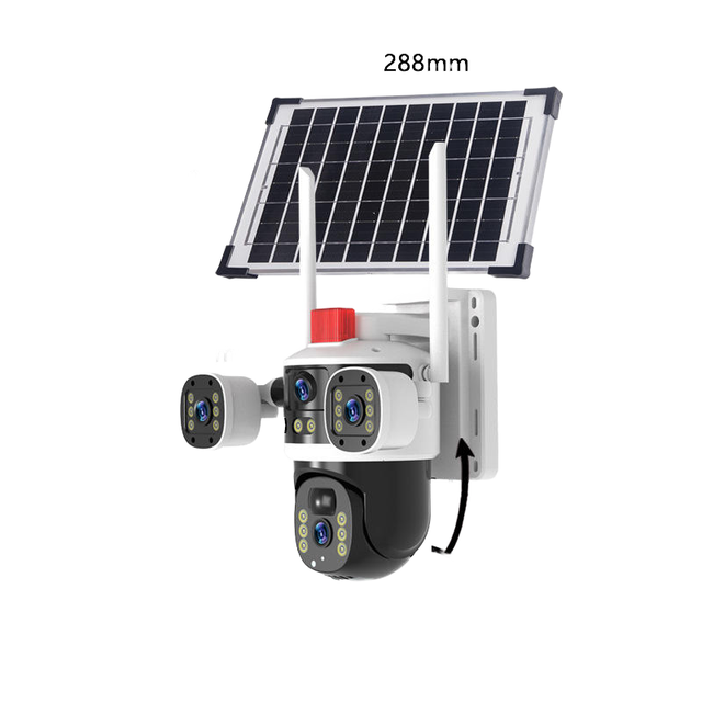 Outdoor CCTV Security 4G Solar Camera V380 PRO 4 Lenses 3 Screens Optical Zoom CMOS 4G Wireless IP Network Cloud Sim Card