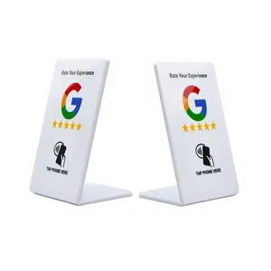 Big Review Empty Google Maps NFC Stand NFC Tap Cards Stand White Customizable Custom Stand With NFC