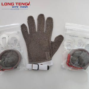 Gants en <span class=keywords><strong>maille</strong></span> métallique tissée en acier inoxydable pour l'écaillage des huîtres Filet <span class=keywords><strong>de</strong></span> poisson Traitement des aliments Coupe en cuir uni - Product Image 6