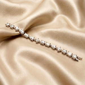 Pulsera de tenis de moissanita de plata de ley con baño de rodio, de formas múltiples, 5 cortes, formas mixtas, apilable, regalo de boda, fiesta, diamante - Product Image 1