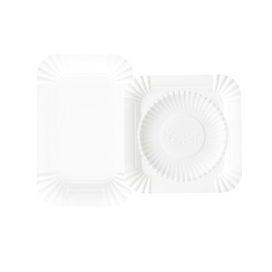 Assiette jetable en pulpe blanche épaissie, carrée, ronde, rectangulaire, pour gâteaux, plateaux à gâteaux, assiettes de dégustation - Product Image 5
