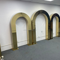 Arco Metálico Dorado Brillante de Lujo para Interiores, Precio de Fábrica, con Accesorios para Decoración de Bodas, Eventos, Escenarios y Salones