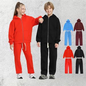 Conjunto de Dos Piezas para Niños, Sudadera con Capucha y Cierre de Cremallera de 350g, Pantalones Rectos, para Primavera, Otoño e Invierno - Product Image 1