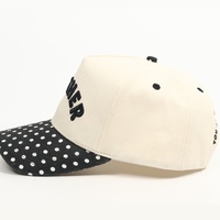 Casquette de baseball structurée à 5 panneaux en toile à motif de points bicolore populaire
