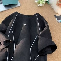 T-shirt à manches courtes en daim anti-plis avec bande réfléchissante pour homme – Qualité supérieure, tendance, marque de niche unique, style urbain
